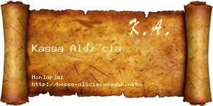 Kassa Alícia névjegykártya
